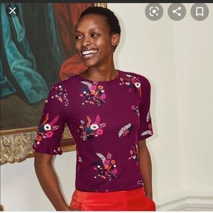 Boden Ruby Ring & Country Posy Bella Button-Accent Bell-Sleeve Top - Women